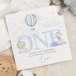 Carte 1er anniversaire animal pour garçon, carte 1er anniversaire de fils, cadeau spécial premier anniversaire pour petit-fils, carte de premier anniversaire, 1er anniversaire de neveu
