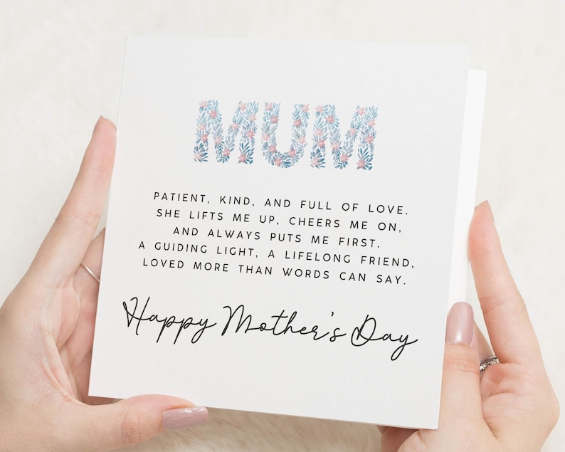 Carte poème maman pour la fête des mères, carte de fête des mères Love You maman, cartes fête des mères pour maman, joyeuse fête des mères, cadeau fête des mères pour maman, poème image 1