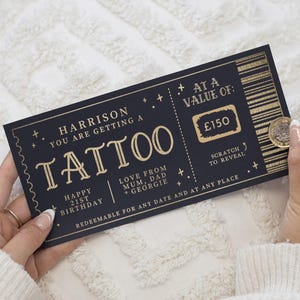 Geschenk Gutschein Tattoo, Tattoo Gutschein, Tattoo Ticket, Tattoo Rubbelkarte, Tattoo Reveal, Überraschungs Tattoo, Tattoo Weihnachtsgutschein