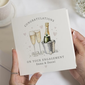 Verlovingskaart, gefeliciteerd verlovingskaart, gepersonaliseerde verlovingskaart, champagne verlovingskaart, kaart voor stel