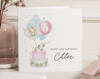 6th Birthday Card for Girl, Fairy Birthday Card, Personalised Birthday Card for Daughter, 6th Birthday Card for Granddaughter, Fairy Card