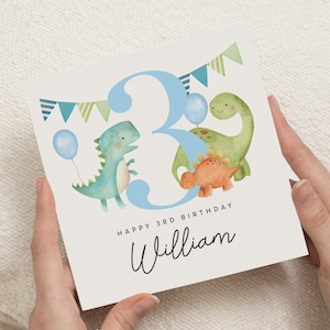 Cartão de 3º aniversário, cartão de aniversário de dinossauro, cartão de 3º aniversário de neto, cartão de 3º aniversário de sobrinho, cartão de 3º aniversário de menino, filho, cartão de dinossauro