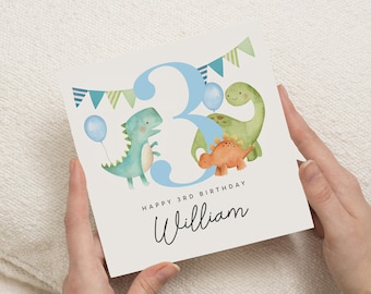 3rd Birthday Card, Dinosaur Birthday Card, Grandson 3rd Birthday Card, Nephew 3rd Birthday Card, 3rd Birthday Card Boy, Son, Dinosaur Card