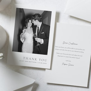 Cartes de remerciement de mariage pliées avec photo, Cartes de remerciement personnalisées pour mariage, Cartes de remerciement avec photo, Cartes postales de remerciement pour mariage image 3