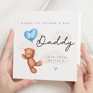 First Fathers Day Card, 1st Fathers Day Card from Baby, Daddy Fathers Day Card, Personalised Fathers Day Card, Cute Bear Card