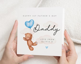 First Fathers Day Card, 1st Fathers Day Card from Baby, Daddy Fathers Day Card, Personalised Fathers Day Card, Cute Bear Card