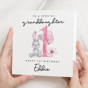 Personalisierte 1. Geburtstagskarte für Mädchen, Enkelin 1. Geburtstagskarte, niedliches erstes Geburtstagsgeschenk für kleines Mädchen, 1. Geburtstagsgeschenk Nichte