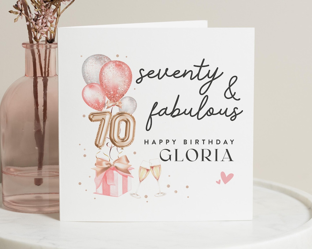 70th Birthday Card, Personalised 70th Birthday Card for Mum, Womens ...