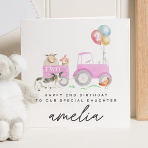 Carte personnalisée de 2e anniversaire pour fille, joli cadeau de deuxième anniversaire pour petite fille, cadeau de 2e anniversaire, carte de 2e anniversaire pour fille, nièce image 1