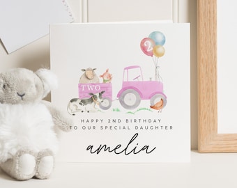 Personalised 2nd Birthday Card For Girl, Cute Second Birthday Gift For Little Girl, 2nd Birthday Gift, Daughter 2nd Birthday Card, Niece