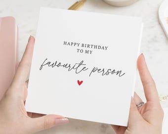 Favourite Person Birthday Card, Boyfriend Birthday Card, Cute Birthday Card To Husband, Birthday Card For Him, Her, Girlfriend Birthday Card