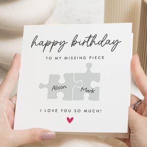 Tarjeta de cumpleaños para novio, tarjeta de cumpleaños para esposo, tarjeta de cumpleaños para él, tarjeta de cumpleaños para ella, tarjeta de cumpleaños para novia, pieza faltante, pieza de rompecabezas para novio