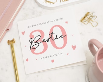 Personalised 30th Birthday Card Best Friend, Best Friend 30th Birthday, 30th Birthday Gift For Bestie, Thirtieth Birthday Card To Bestie