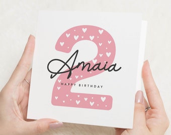 Personalised 2nd Birthday Card For Girl, Cute Second Birthday Gift For Little Girl, 2nd Birthday Gift, Daughter 2nd Birthday Card, Niece