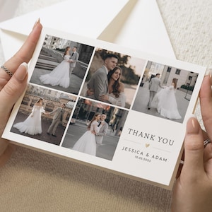 Schlichte Dankeskarten Hochzeit mit Foto, Dankeskarten Hochzeit, Gefaltete Danksagungskarten, Postkarte Dankeskarten Landschaft