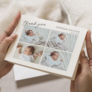 Cartes de remerciement avec photo pour bébé fille, jolies cartes de remerciement pour bébé, cartes de remerciement personnalisées pour bébé fille, carte postale de bébé garçon, carte de remerciement