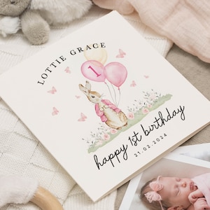 Carte 1er anniversaire fille, carte premier anniversaire pour petite-fille, pour fille, carte 1er anniversaire nièce, cadeau 1er anniversaire fille, filleule