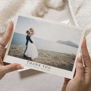 Biglietti di ringraziamento per matrimonio, biglietti di ringraziamento personalizzati per matrimonio, con foto, biglietti di ringraziamento piegati, biglietti di ringraziamento con cartolina orizzontale