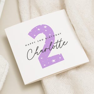 Carte personnalisée de 2e anniversaire pour fille, joli cadeau de deuxième anniversaire pour petite fille, cadeau de 2e anniversaire, carte de 2e anniversaire pour fille, nièce