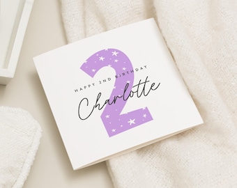 Personalised 2nd Birthday Card For Girl, Cute Second Birthday Gift For Little Girl, 2nd Birthday Gift, Daughter 2nd Birthday Card, Niece