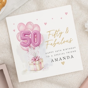 50e carte d'anniversaire pour un ami, carte des 50 ans et plus fabuleuse, carte personnalisée du 50e anniversaire pour elle, carte d'anniversaire pour un ami spécial