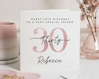Carte personnalisée pour 30e anniversaire d'un ami, 30e anniversaire d'un ami, cadeau de 30e anniversaire pour un ami, carte de 30e anniversaire pour soeur, pour elle