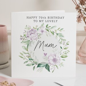Cartão de aniversário de 70 anos para mãe, cartão de aniversário para mãe, cartão de aniversário para ela, cartão de aniversário floral, cartão de aniversário de 70 anos personalizado para mãe