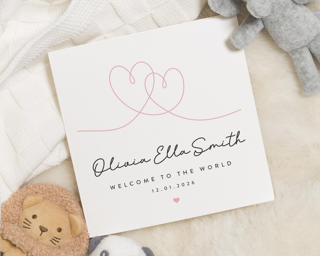 Personalised New Baby Card, Welcome to the World Card, Baby Girl Card ...