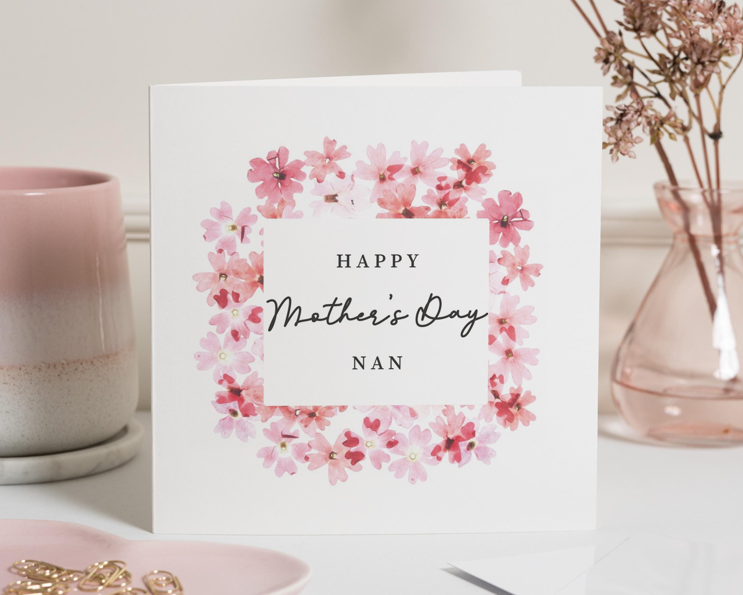 Mothers Day Card for Nan, Happy Mothers Day Card, Floral Card for Nan ...