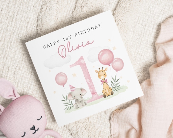 1st Birthday Card Girl, First Birthday Card For Girl, Personalised 1st Birthday Card, Girl 1st Birthday Card, 1st Birthday Girl Gift