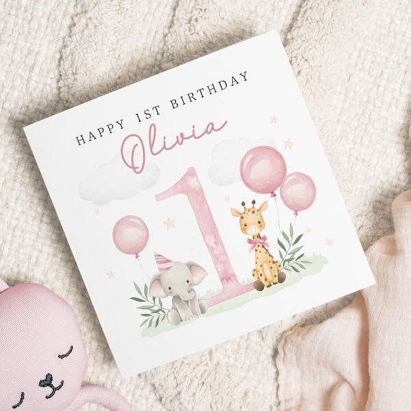 1st Birthday Card Girl, First Birthday Card For Girl, Personalised 1st Birthday Card, Girl 1st Birthday Card, 1st Birthday Girl Gift
