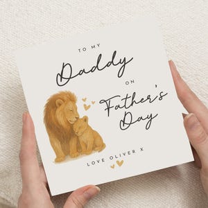 Fathers Day Card for Daddy, Fathers Day Card from Child, Lion Card for Dad, Personalised Fathers Day Card, Cute Animal Card for Him