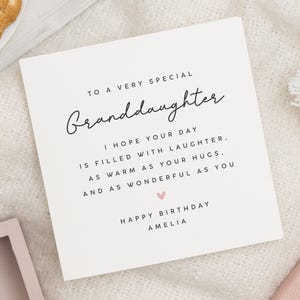 Verjaardagskaart voor kleindochter, gepersonaliseerde kleindochter verjaardagskaart, verjaardagskaart voor meisje, speciale verjaardagskaart voor haar