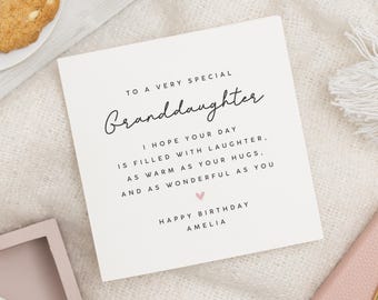 Birthday Card for Granddaughter, Personalised Granddaughter Birthday Card, Birthday Card for Girl, Special Birthday Card for Her