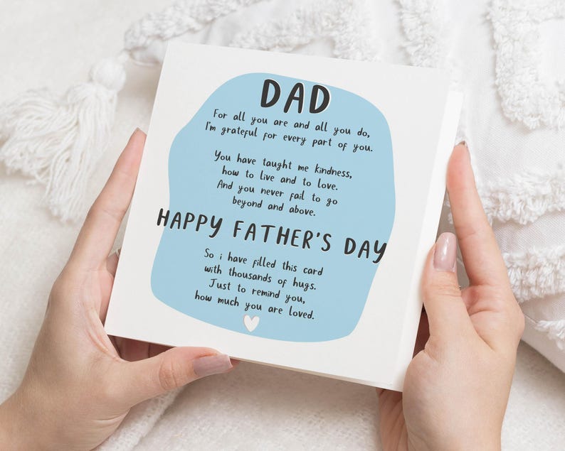 Carte de fête des pères pour papa, carte de fête des pères heureuse, carte pour lui, carte de poème de papa, jolie carte de fête des pères, carte personnalisée pour papa image 1