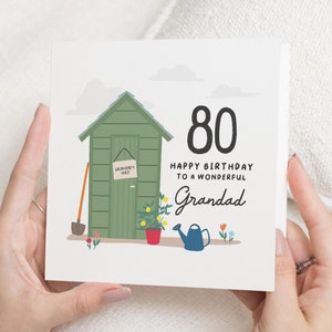 Carte d'anniversaire grand-père jardinage, 80e anniversaire grand-père, carte d'anniversaire personnalisée pour grand-père, quatre-vingtième anniversaire grand-père