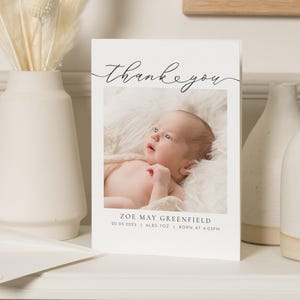 Cartes de remerciement personnalisées pour bébé, Carte de remerciement pour nouveau bébé, Cartes de remerciement avec photo de bébé, Cartes de remerciement pour baby shower, Faire-part de naissance