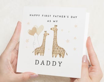 Première carte de fête des pères, carte de fête des pères de bébé, carte de fête des pères papa, carte de fête des pères girafe, jolie carte de fête des pères