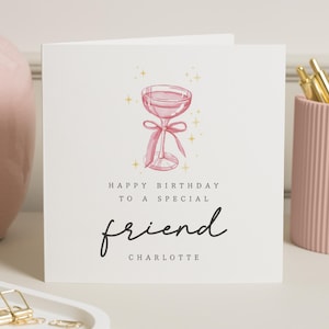 Birthday Card for Friend, Special Friend Birthday Card, Personalised Birthday Card, Birthday Card for Her, Champagne Birthday Card