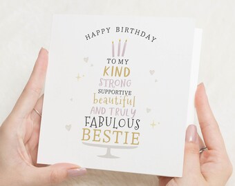 Verjaardagskaart voor beste vriend, bestie verjaardagskaart, verjaardagskaart voor haar, leuke verjaardagskaart, gepersonaliseerde verjaardagskaart