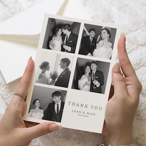 Bearbeitbare Fotohochzeit Dankeskarten, Schwarzweiß Dankeskarten Hochzeit, Benutzerdefinierte Dankeskarten, Postkarte Dankeskarten