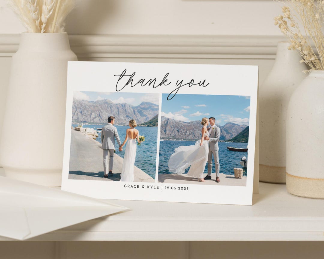 Custom Thank You Cards Wedding With Photo, Wedding Photo Thank You ...