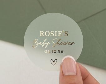 Babyparty Aufkleber, personalisierte Babyparty Etikett, Name Babyparty, Goldfolie Babyparty Aufkleber, Babyparty Dekoration
