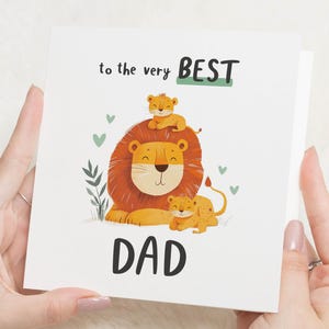 Geburtstagskarte für Papa, beste Papa Karte, süße Löwen Karte, Vatertagskarte, Geburtstagskarte für ihn, Tierkarte, Karte von Kindern