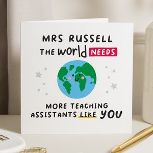 O melhor assistente de ensino do mundo, cartão de agradecimento personalizado para professores, obrigado professor, cartão de agradecimento da escola, presente da escola