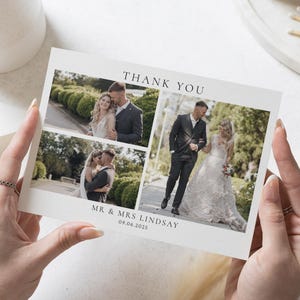 Schlichte Hochzeit Danksagungskarten mit Foto, gefaltete Danksagungskarten, moderne Dankeskarten Hochzeit, Foto Dankeskarten für Hochzeit