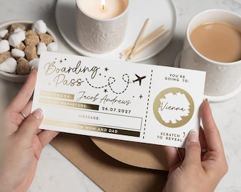 Boarding Pass Scratch Card, Plane Ticket, Holiday Scratch Card, Boarding Pass Surprise, Holiday Reveal, Scratch To Reveal, Holiday Ticket