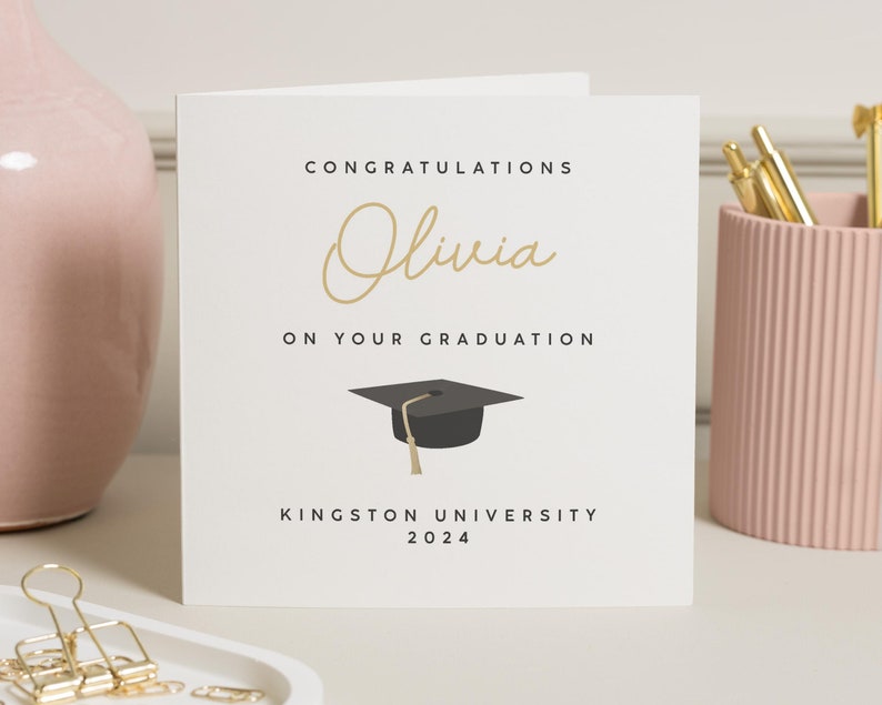 Carte de félicitations de remise de diplôme, carte de remise de diplôme personnalisée pour elle, carte de remise de diplôme fils, remise de diplôme petite-fille, promotion 2024 image 1