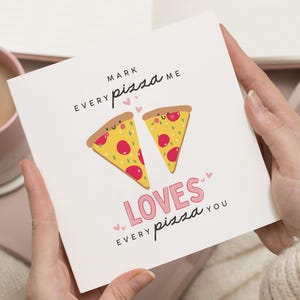 Tarjeta de aniversario divertida, tarjeta de aniversario para novio, tarjeta de aniversario para ella, tarjeta de aniversario de pizza para él, para esposa, tarjeta de San Valentín