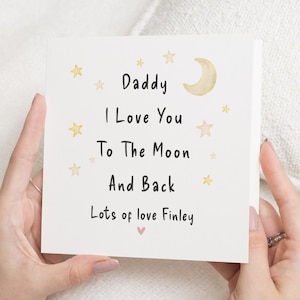 Biglietto di auguri per papà, biglietto "Ti amo fino alla luna e ritorno", biglietto personalizzato per papà, biglietto per la festa del papà, biglietto carino per lui
